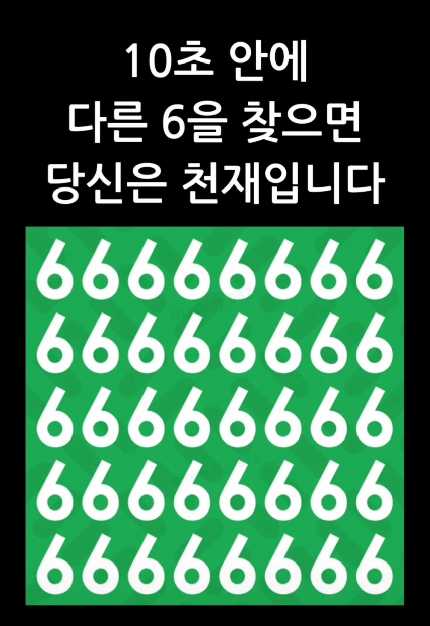 10초안에 다른 6을 찾아보세요