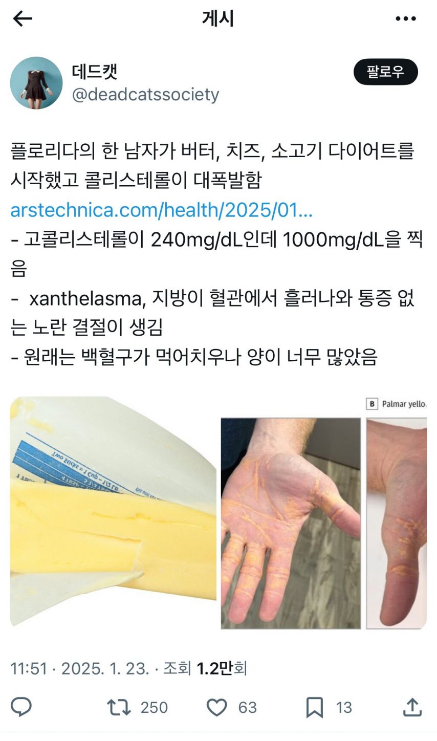 버터.치즈.쇠고기 다이어트의 결과