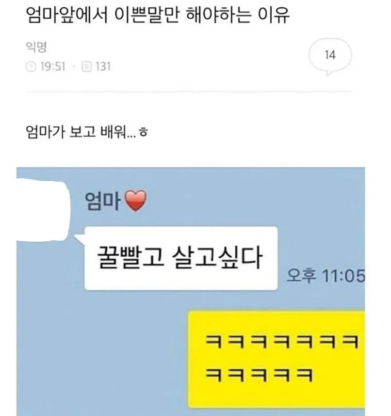 엄마 앞에서 이쁜 말만 해야 하는 이유