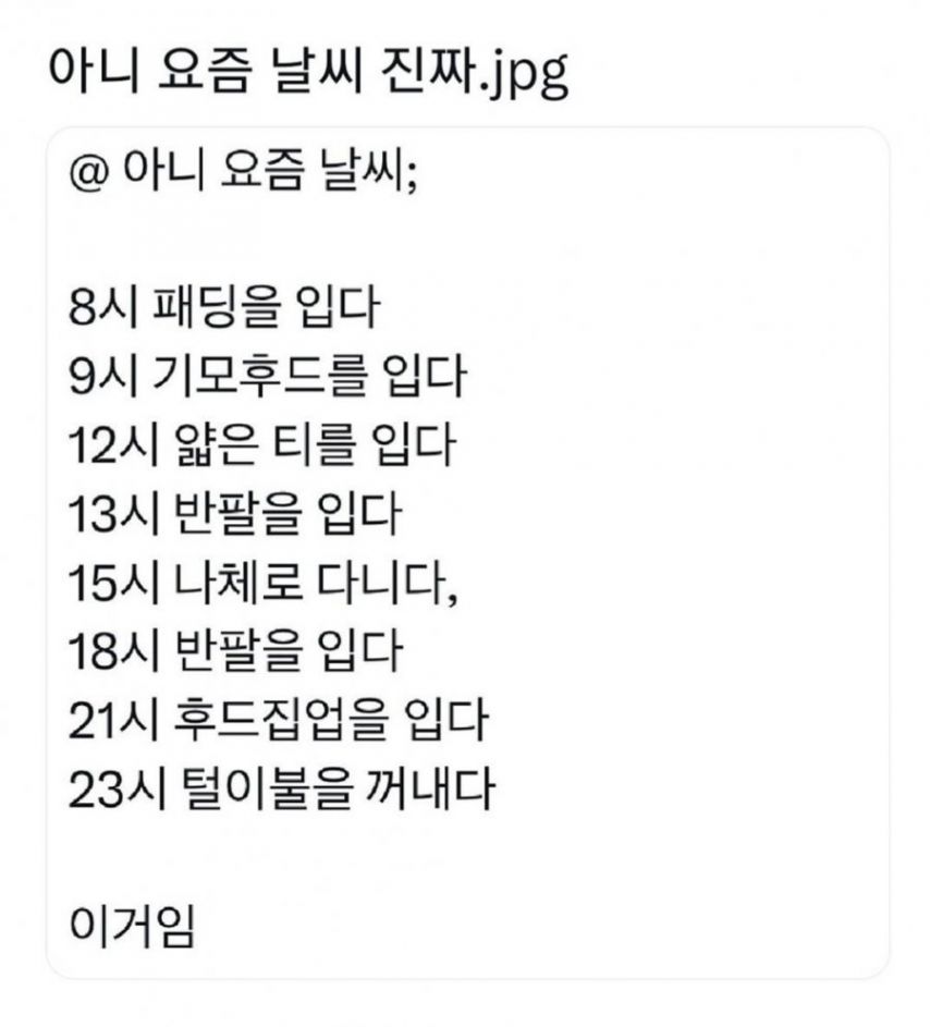아니 요즘 날씨 진짜.