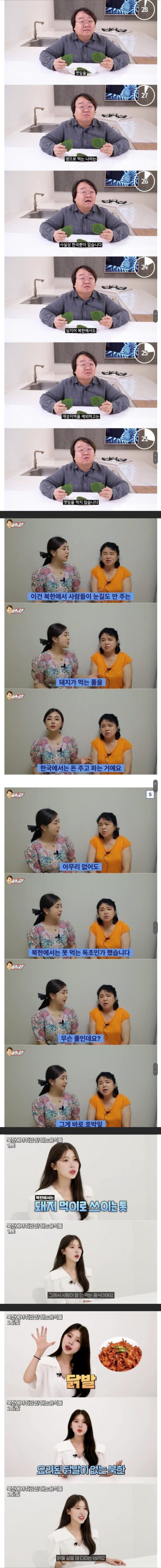북한 사람들이 안 먹는 음식