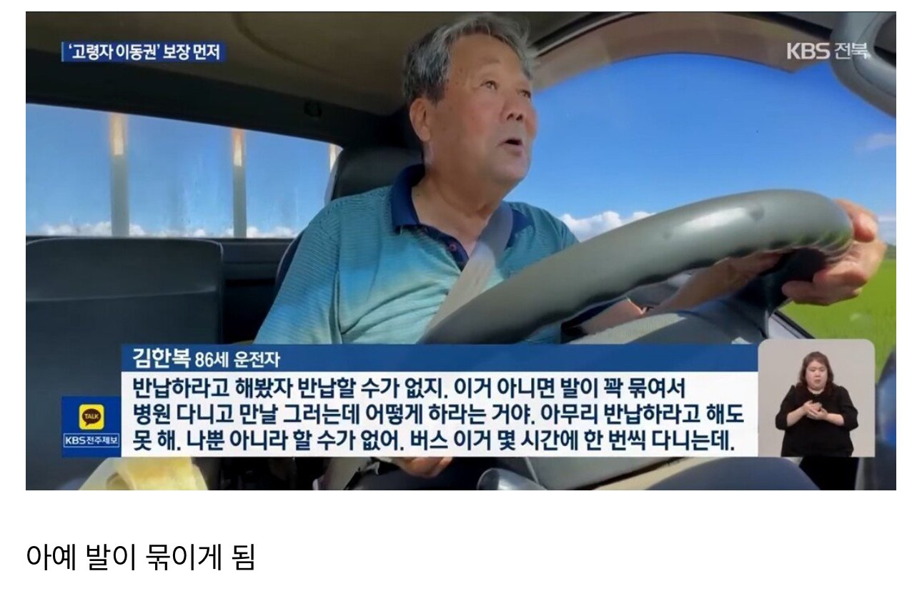 현실적으로 노인의 면허반납이 힘든 이유