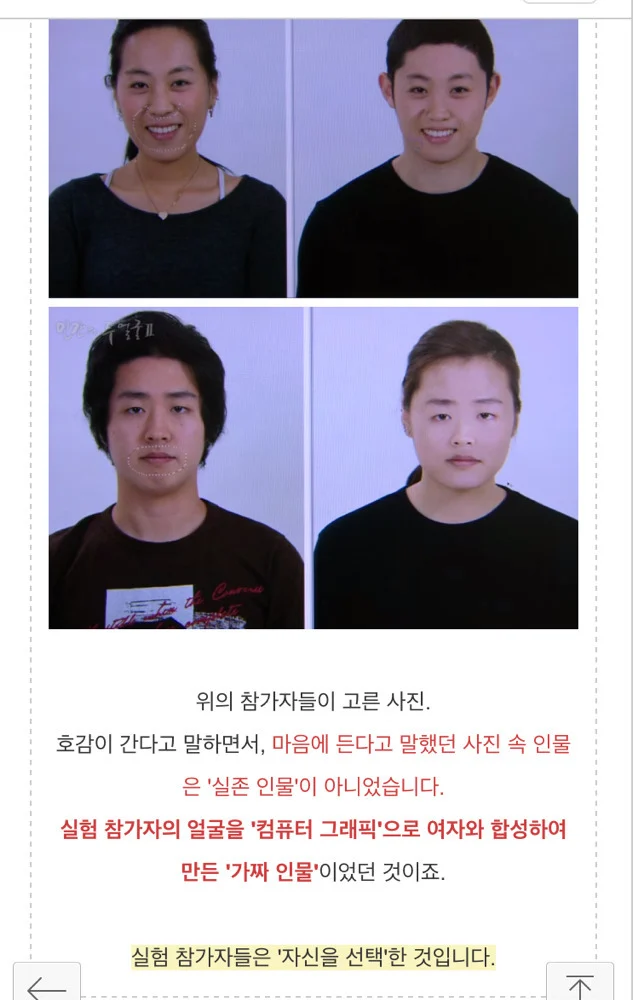 사람은 자신과 닮은 이성에게 끌린다
