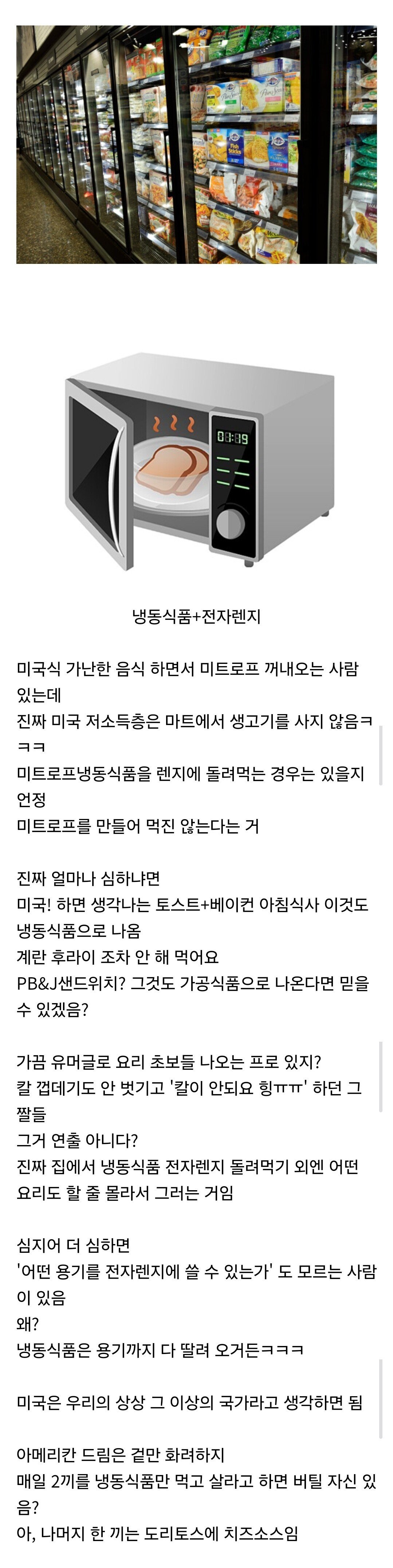 미국 저소득층의 식사