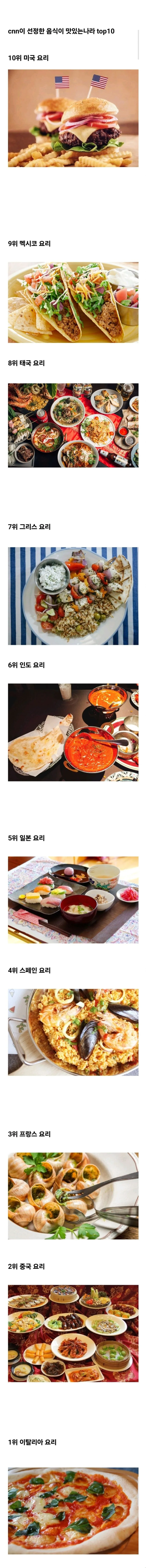 cnn선정 음식이 가장 맛있는 나라 top10
