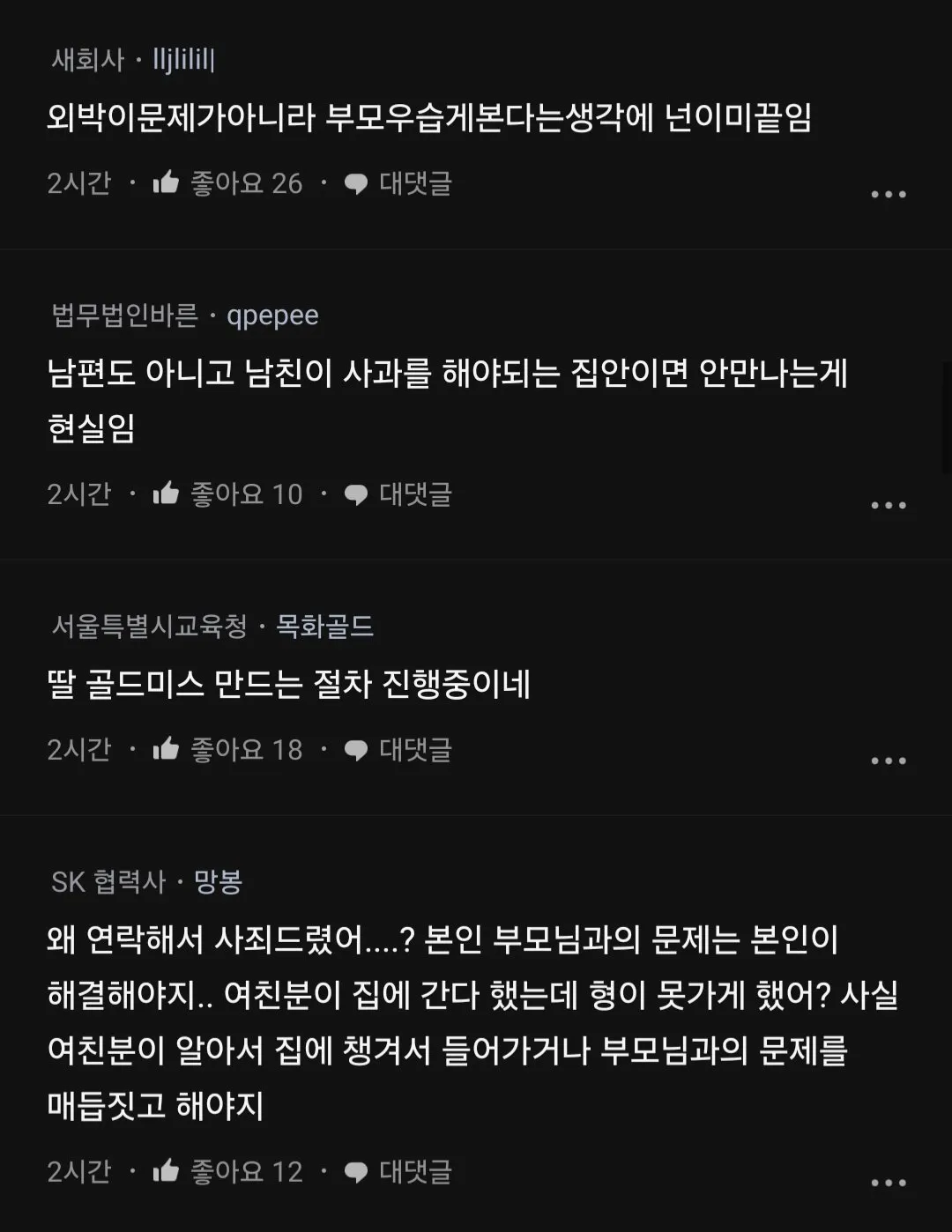통금있는 30대 여친이랑 외박했다가 여친 부모님이 화냄.blind