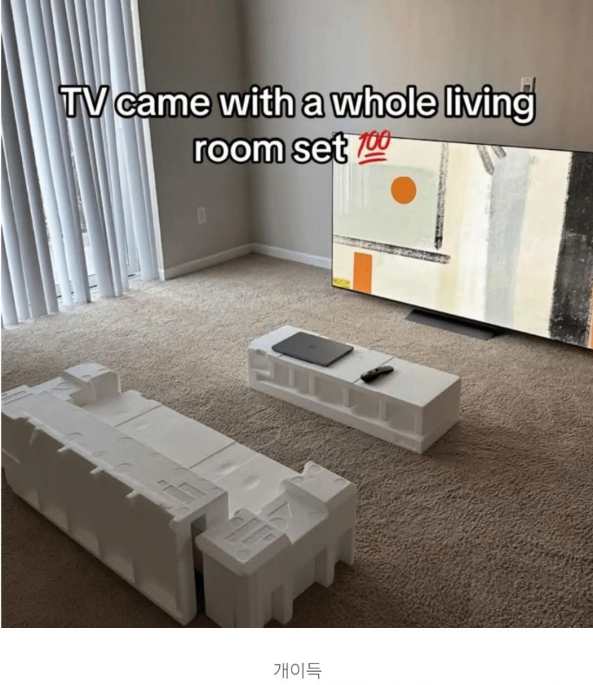 TV 샀는데 쇼파랑 커피 테이블도 같이 옴