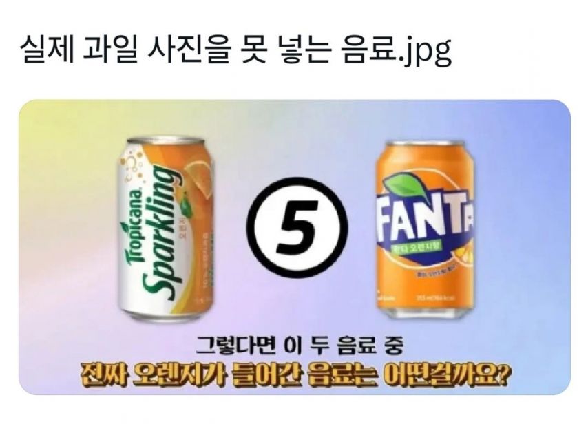 실제 과일 사진을 못 넣는 음료