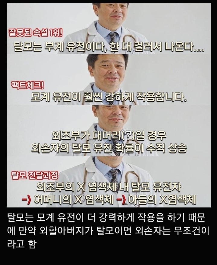 엄마 쪽 모계가 더 강하게 작용을 한다는 탈모 유전