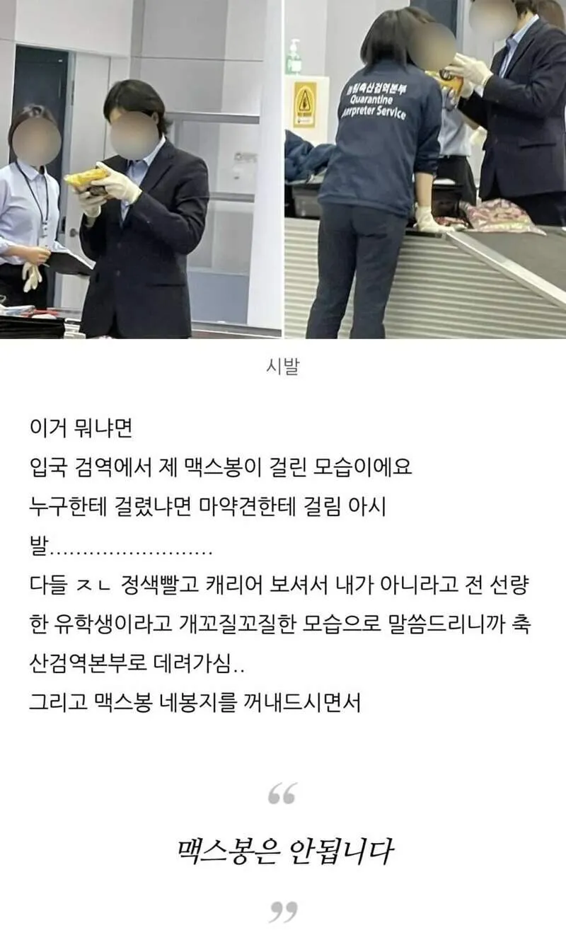 공항검역에 맥스봉 걸린..