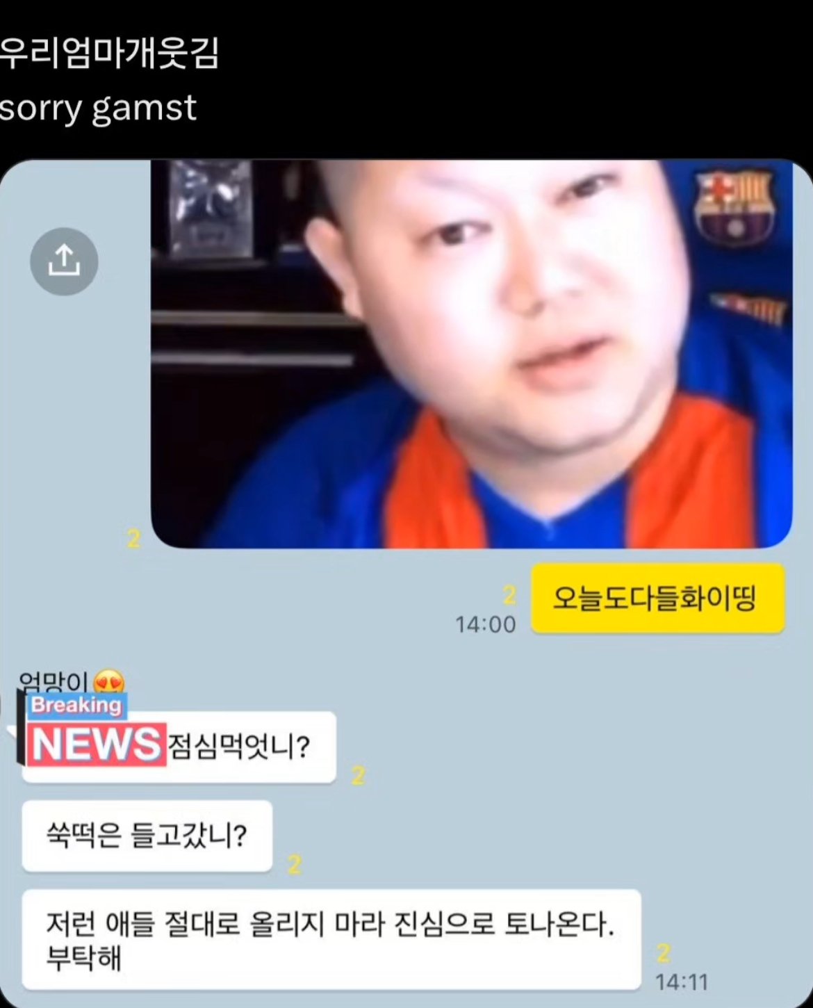 감스트 보고 속 뒤집어진 엄마..jpg