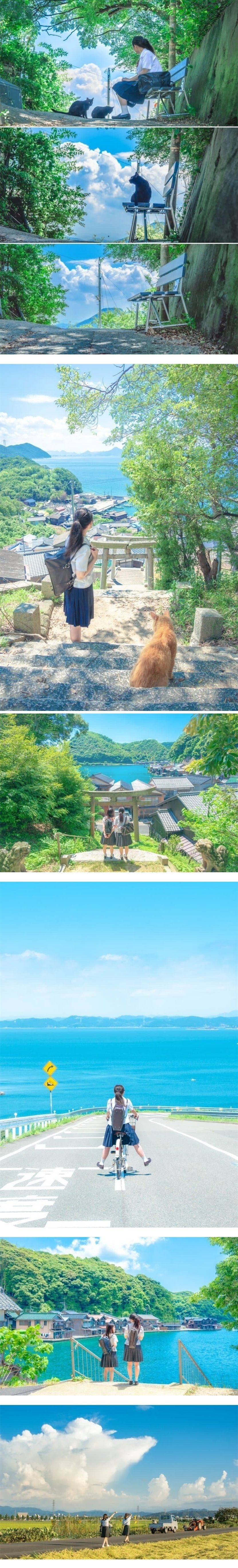 애니 배경풍 사진촬영이 취미인 일본 여고생