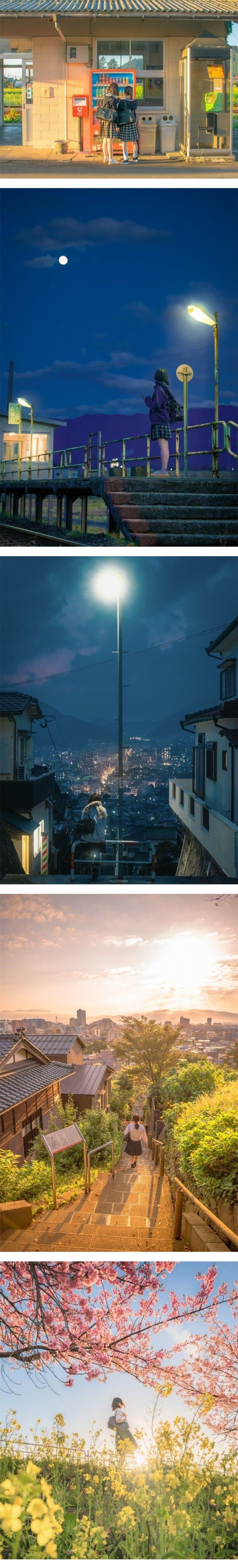 애니 배경풍 사진촬영이 취미인 일본 여고생