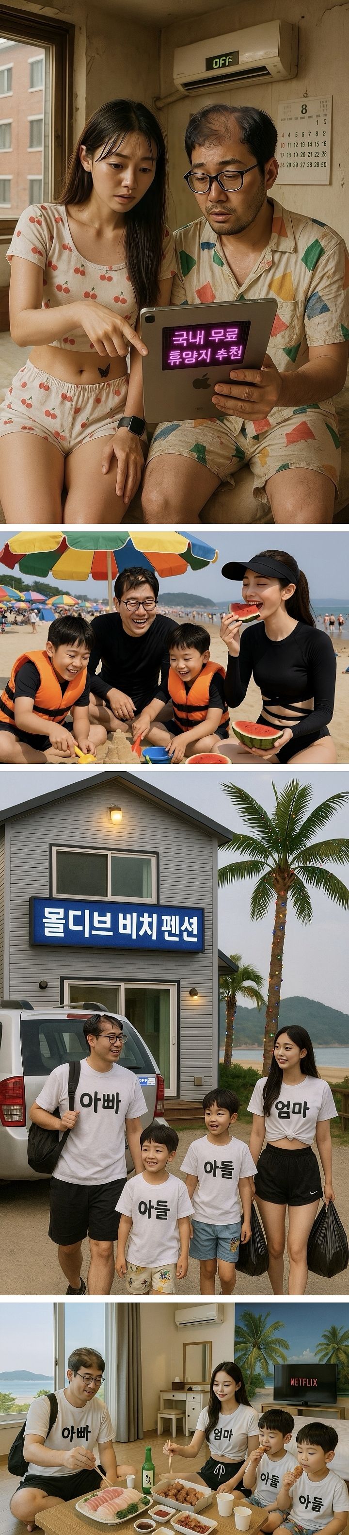 Ai야, 흙수저/금수저 가족의 여름휴가 그려줘.jpg