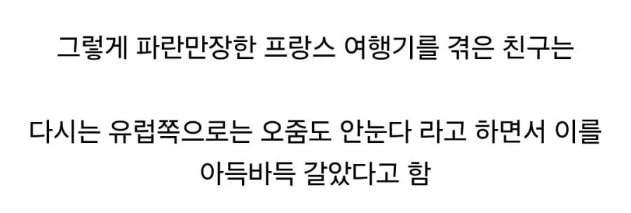 프랑스 파리 여행간 친구 멘탈이 터진 이유