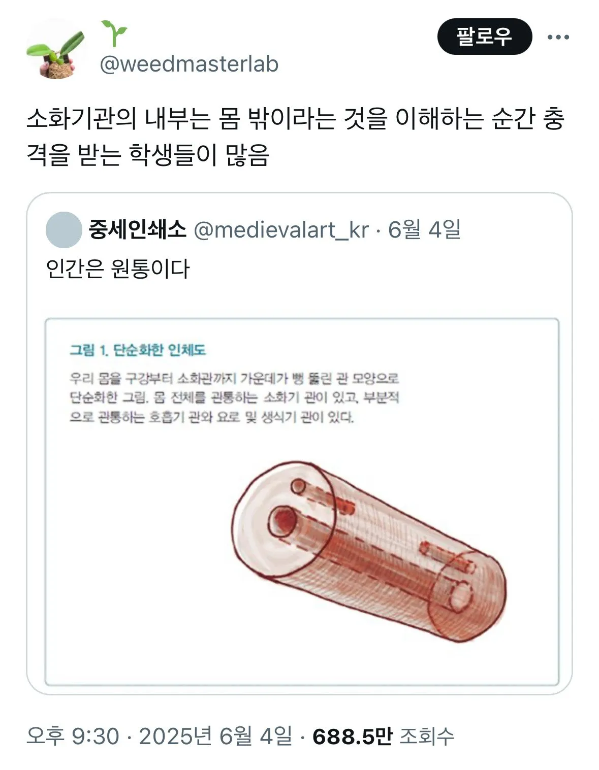소화기관의 내부는 사실 몸 밖이다?