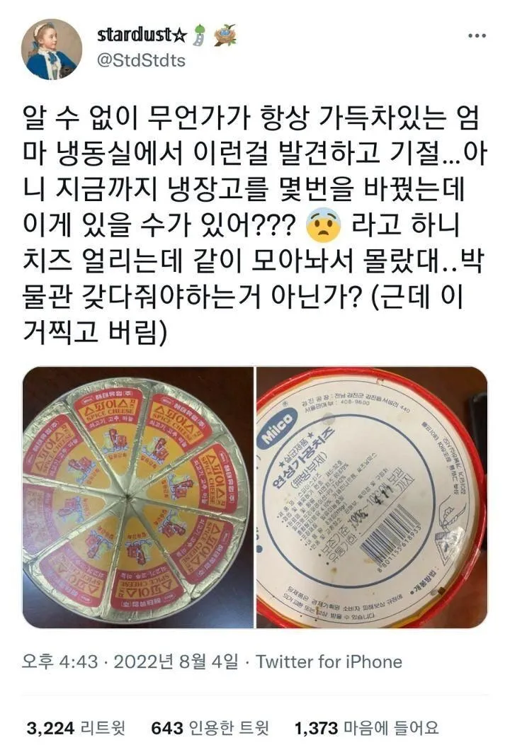 냉동실에서 발견한 26년된 치즈