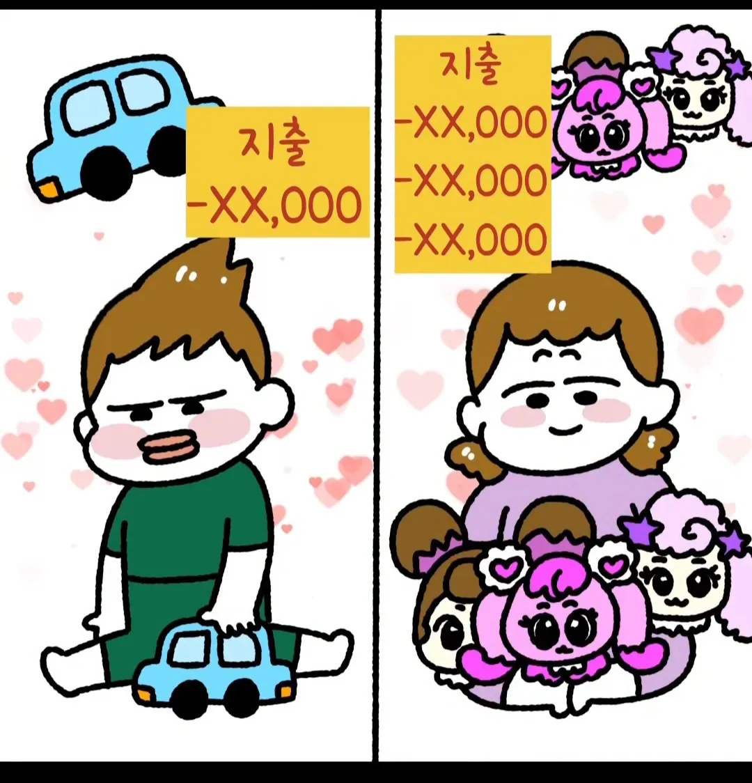 아들과 딸의 너무다른 카드내역 지출.jpg