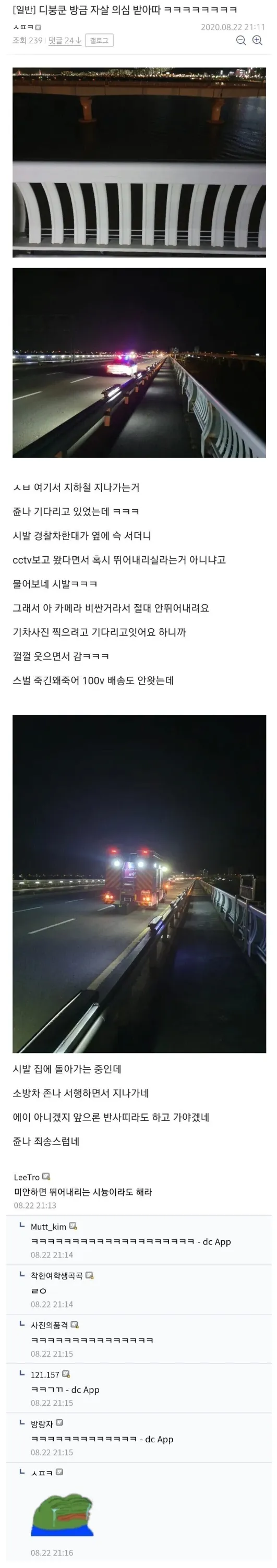 자살 의심 받았다는 디씨인