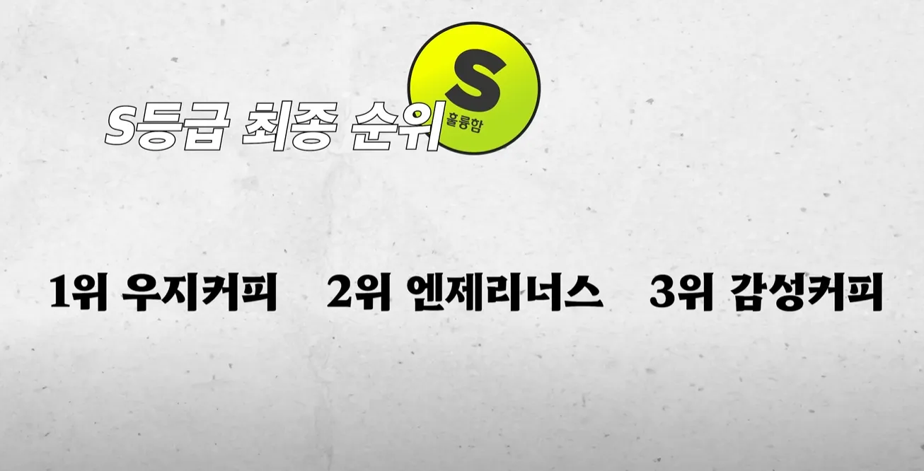 20만커피유튜버 피셜) 아이스 아메리카노 티어표