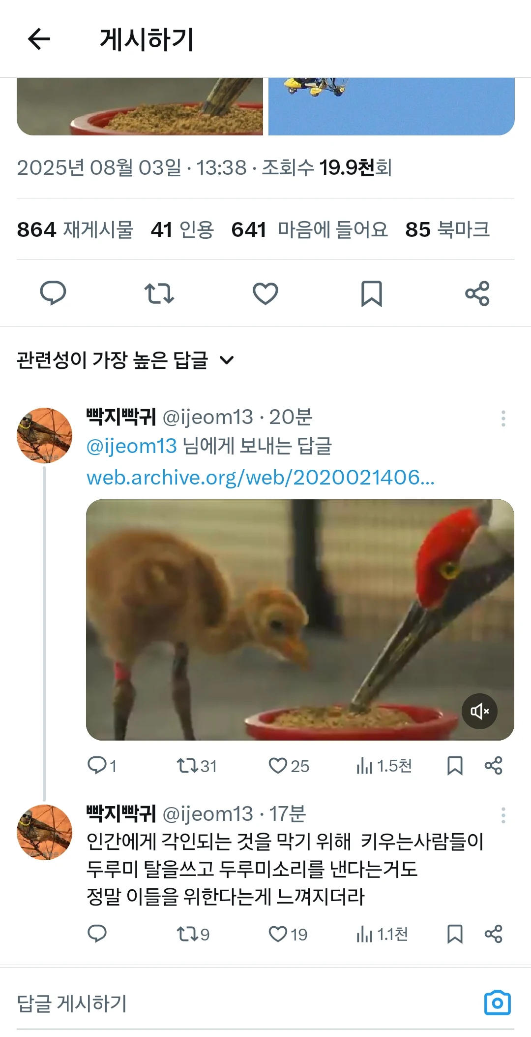 💖 인간이 부모역할 해준 두루미