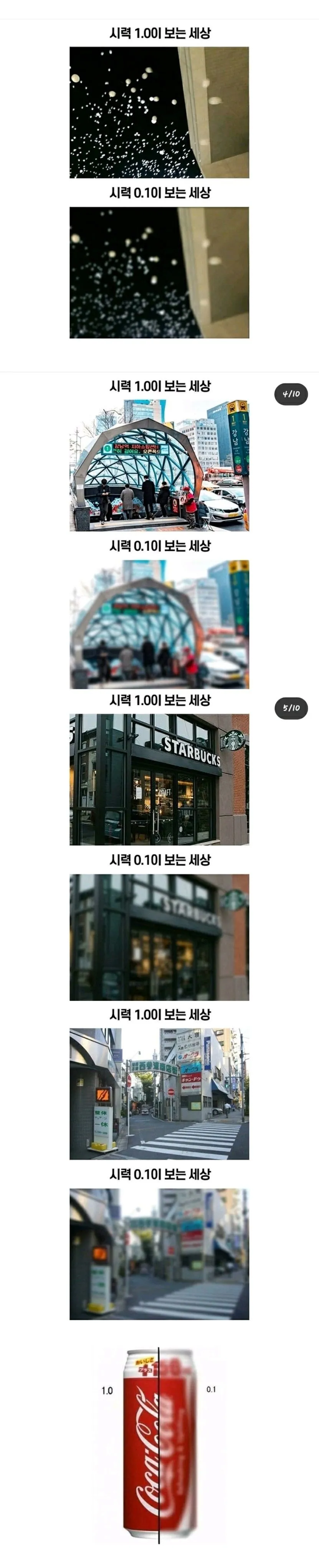 시력 1.0과 0.1의 차이.