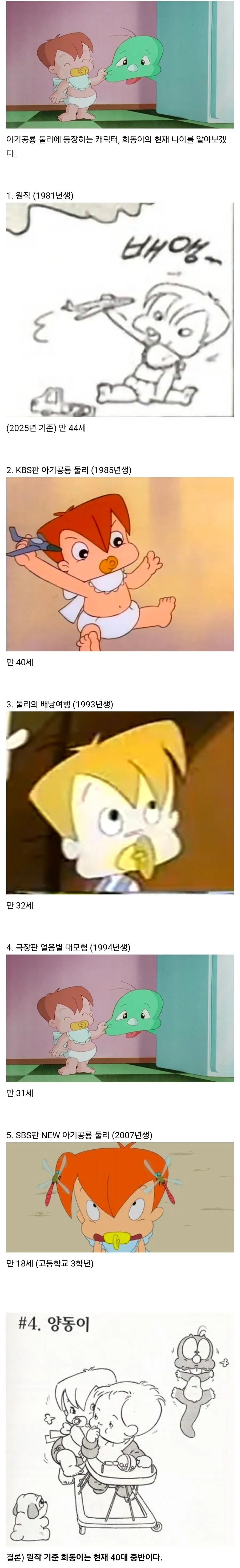 둘리에 나오는 희동이의 현재 나이