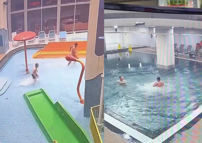야밤에 워터파크에 몰래 잠입한 두 부자의 최후ㅋㅋㅋ