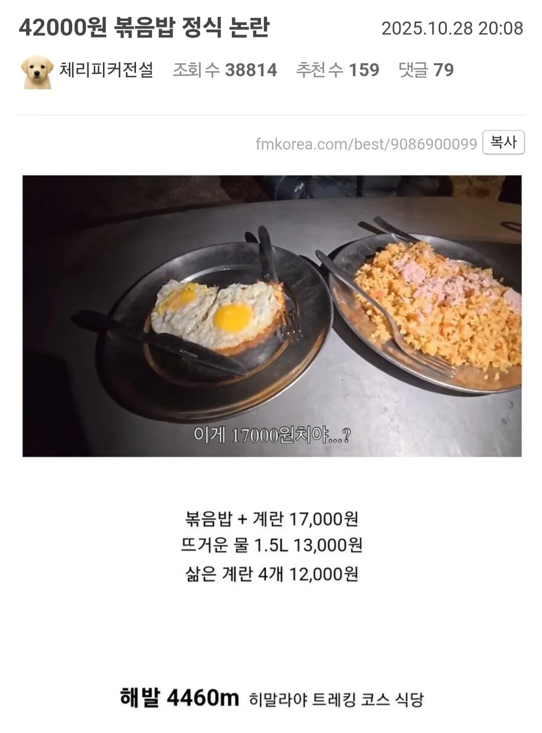 42000원 볶음밥 정식 논란