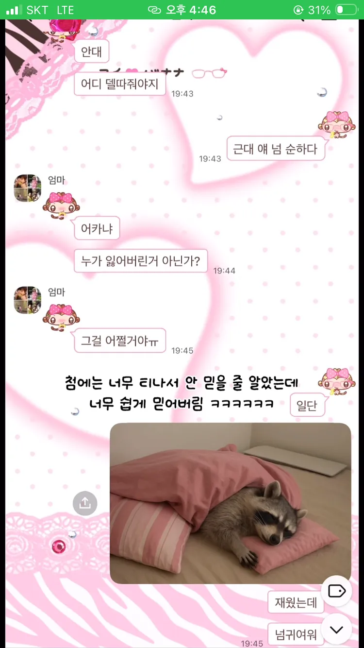 AI로 엄마에게 집에 너구리 들어왔다고 속이기 ㅋㅋㅋㅋ