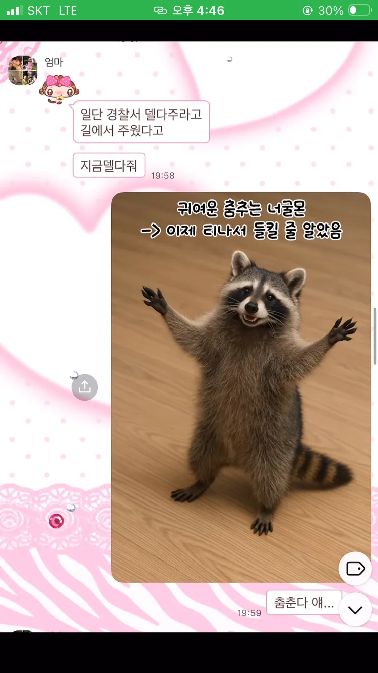 AI로 엄마에게 집에 너구리 들어왔다고 속이기 ㅋㅋㅋㅋ