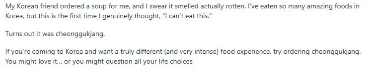 외국인이 썩은내가 났다는 한국음식