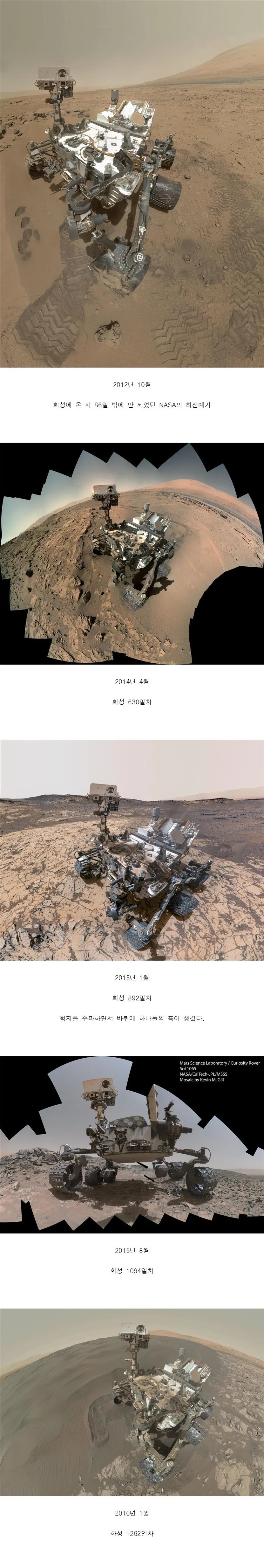 화성에 온 로봇이 12년 동안 낡아가는 모습.