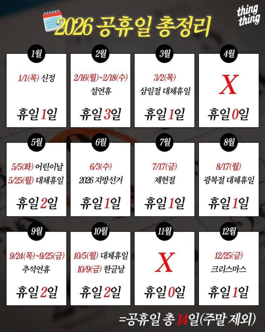 2026 공휴일 총정리