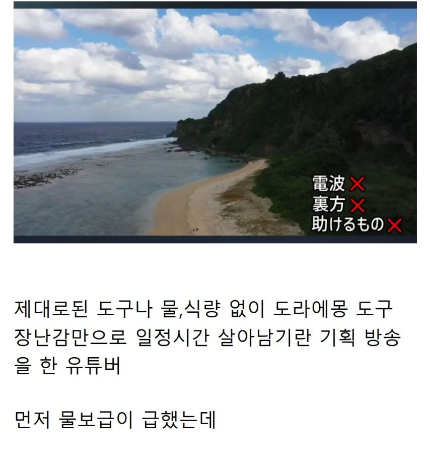 제대로된 도구 없이 무인도 서바이벌 하러간 일본인에게 나타난 구세주