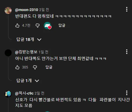 단체 최면에 걸린듯한 교차로 상황