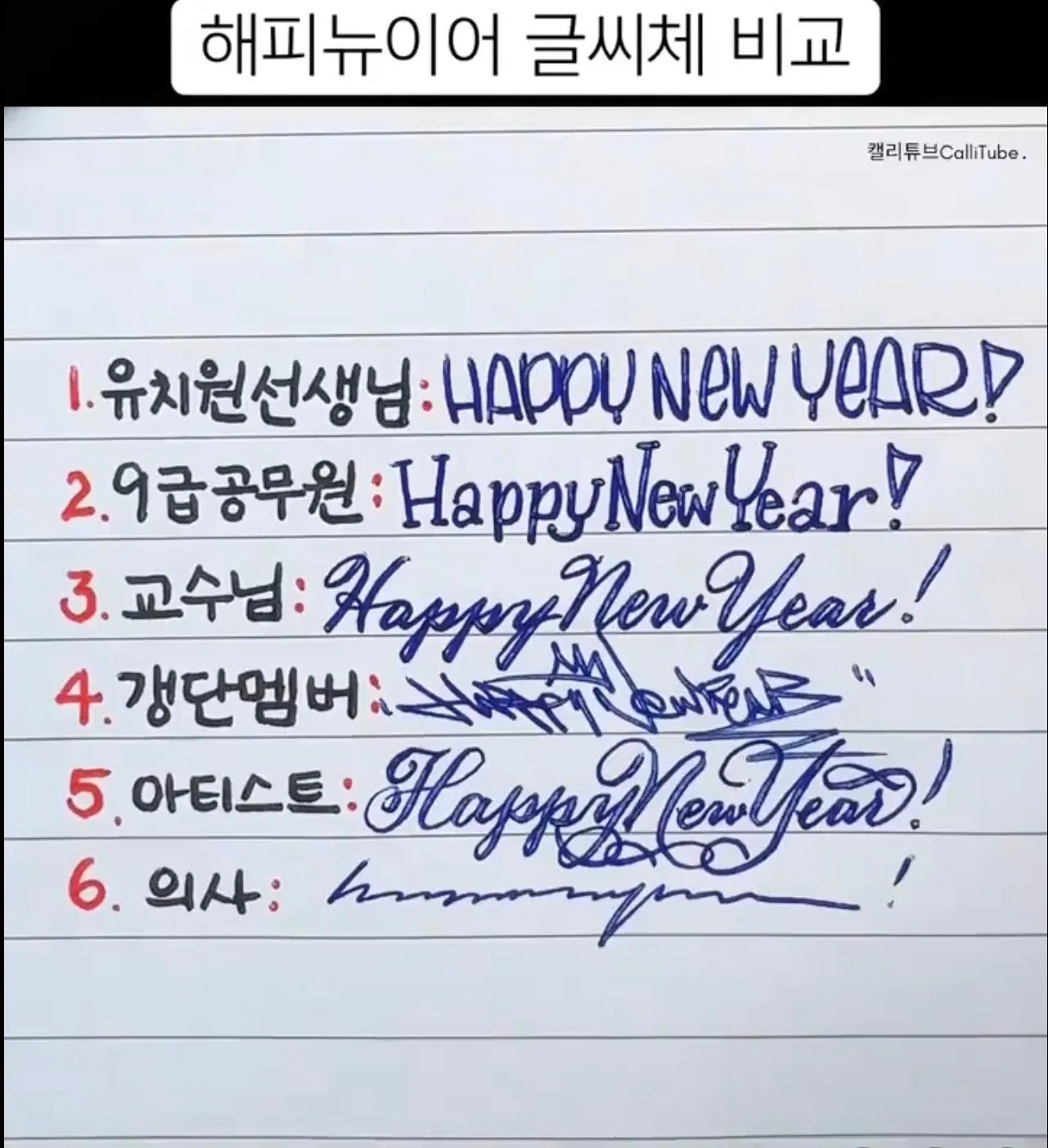 직업군별 글씨체