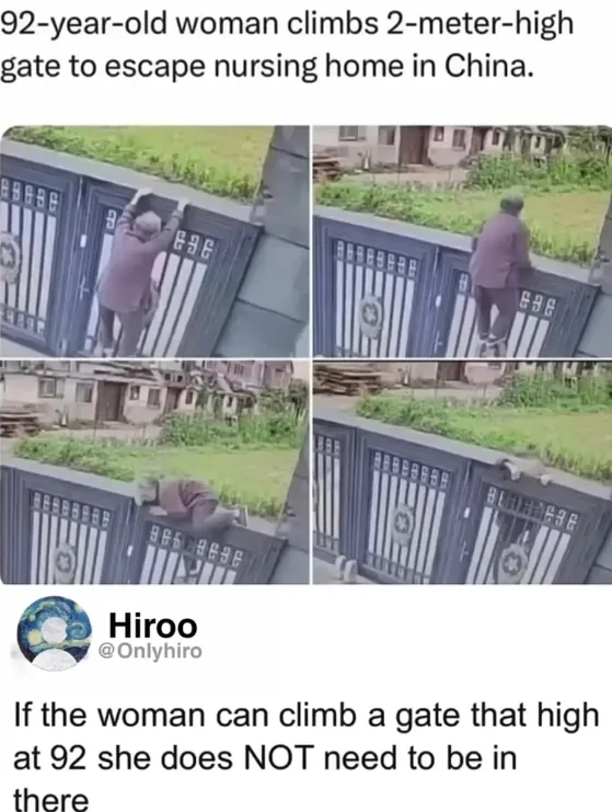 요양원 담 넘어 도망간 90세 할머니