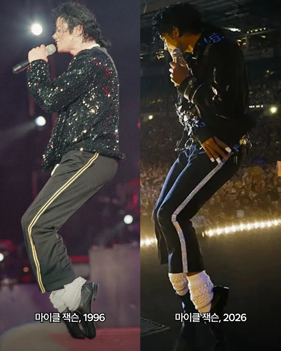 실제 마이클잭슨과 영화 마이클의 마이클잭슨