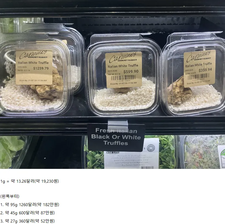 이탈리아산 화이트 트러플 가격