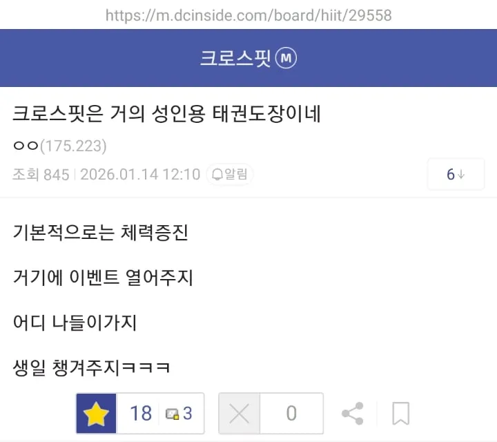 크로스핏은 거의 성인용 태권도장이네