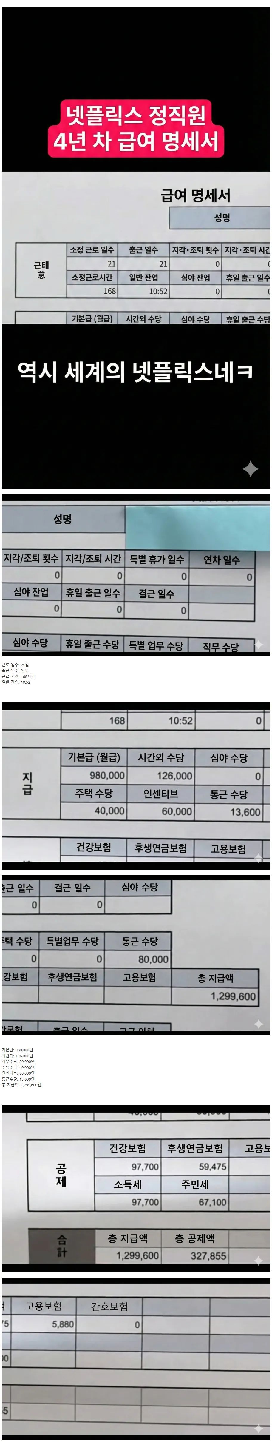 넷플릭스 일본지사 급여명세서