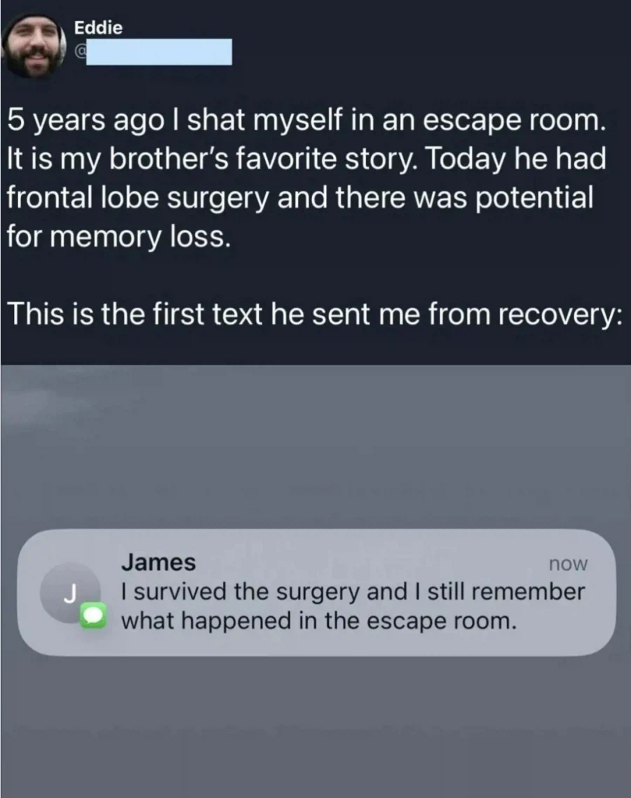 위험한 뇌수술을 마친 동생이 보낸 문자.jpg