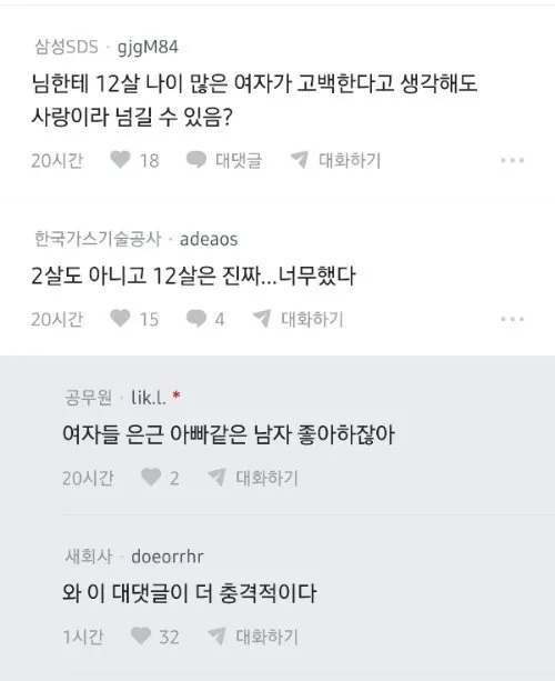 여직원한테 고백했는데 감사실 조사 받았다