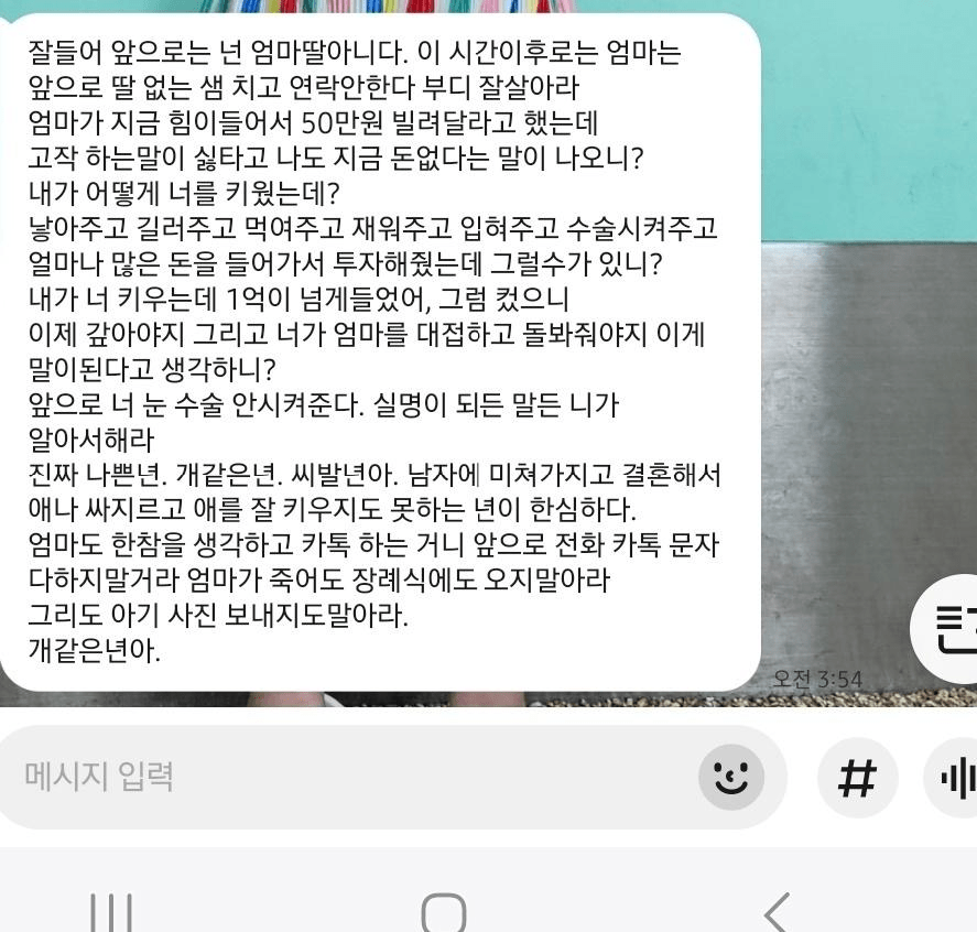 새벽 3시에 엄마한테 받은 카톡
